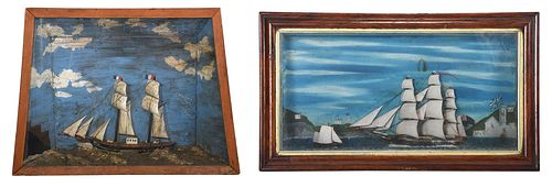 TWO FOLK ART SHIP