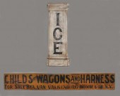TWO FOLK ART WOODEN TRADE SIGN