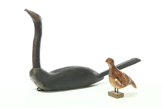 TWO FOLKSY BIRD CARVINGS.  American
