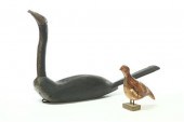 TWO FOLKSY BIRD CARVINGS.  Ame