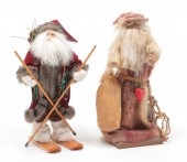 TWO FOLKSY SANTA FIGURINES. Am