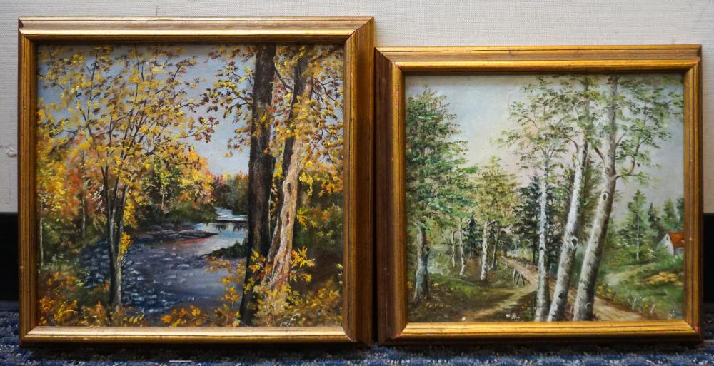 TWO FOREST LANDSCAPES, EACH OIL