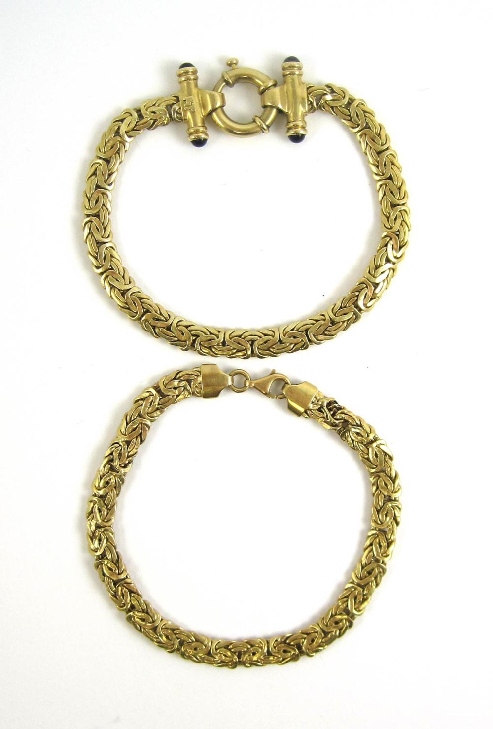TWO FOURTEEN KARAT GOLD BYZANTINE