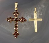 TWO FOURTEEN KARAT GOLD CROSS
