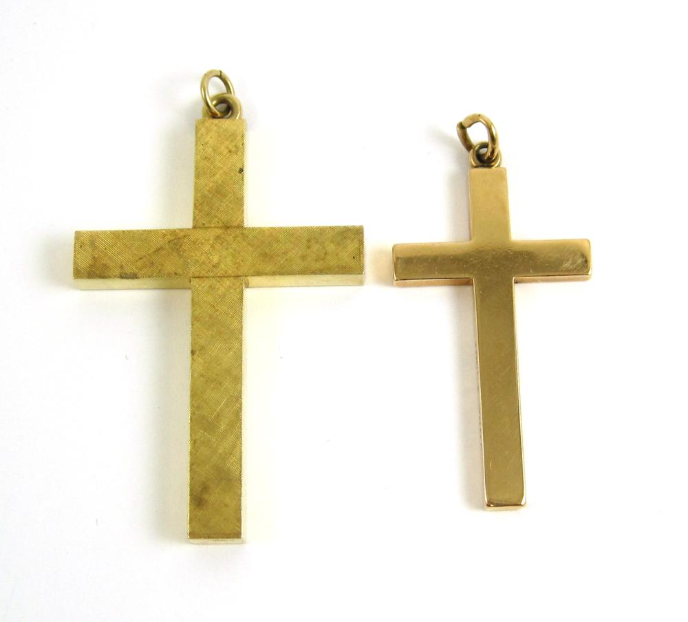 TWO FOURTEEN KARAT GOLD CROSS