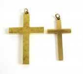 TWO FOURTEEN KARAT GOLD CROSS