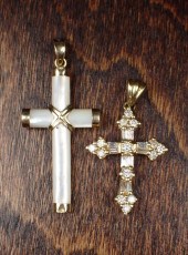 TWO FOURTEEN KARAT GOLD CROSS