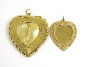 TWO FOURTEEN KARAT GOLD HEART