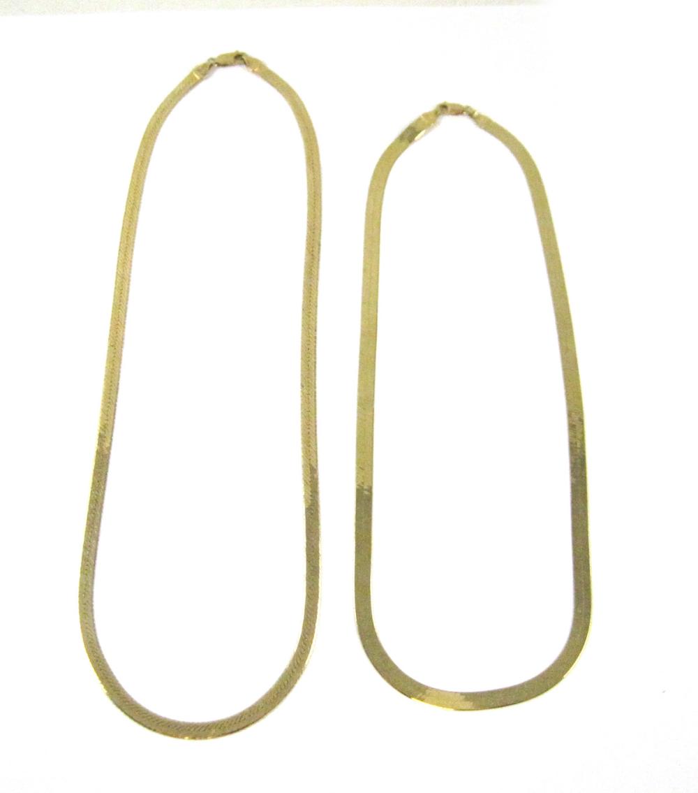 TWO FOURTEEN KARAT GOLD HERRINGBONE