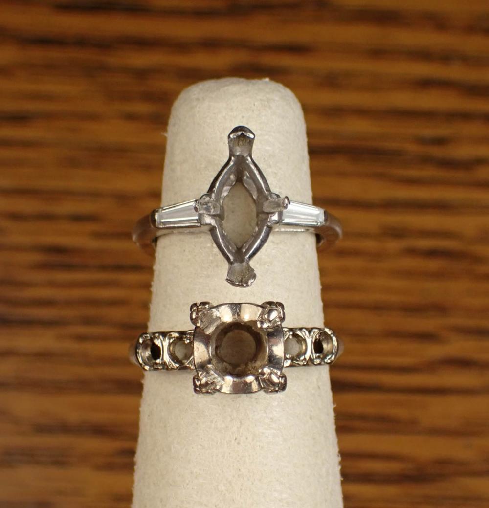 TWO FOURTEEN KARAT WHITE GOLD