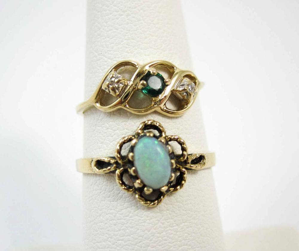 TWO FOURTEEN KARAT YELLOW GOLD