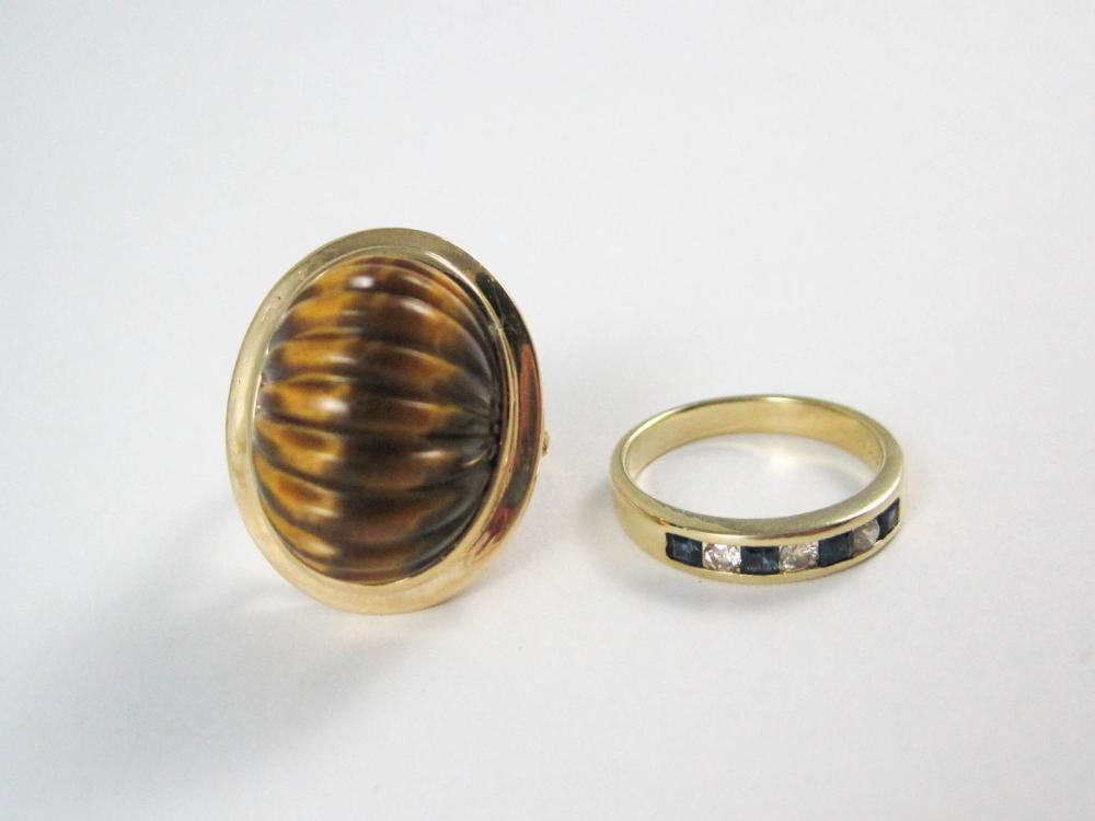 TWO FOURTEEN KARAT YELLOW GOLD