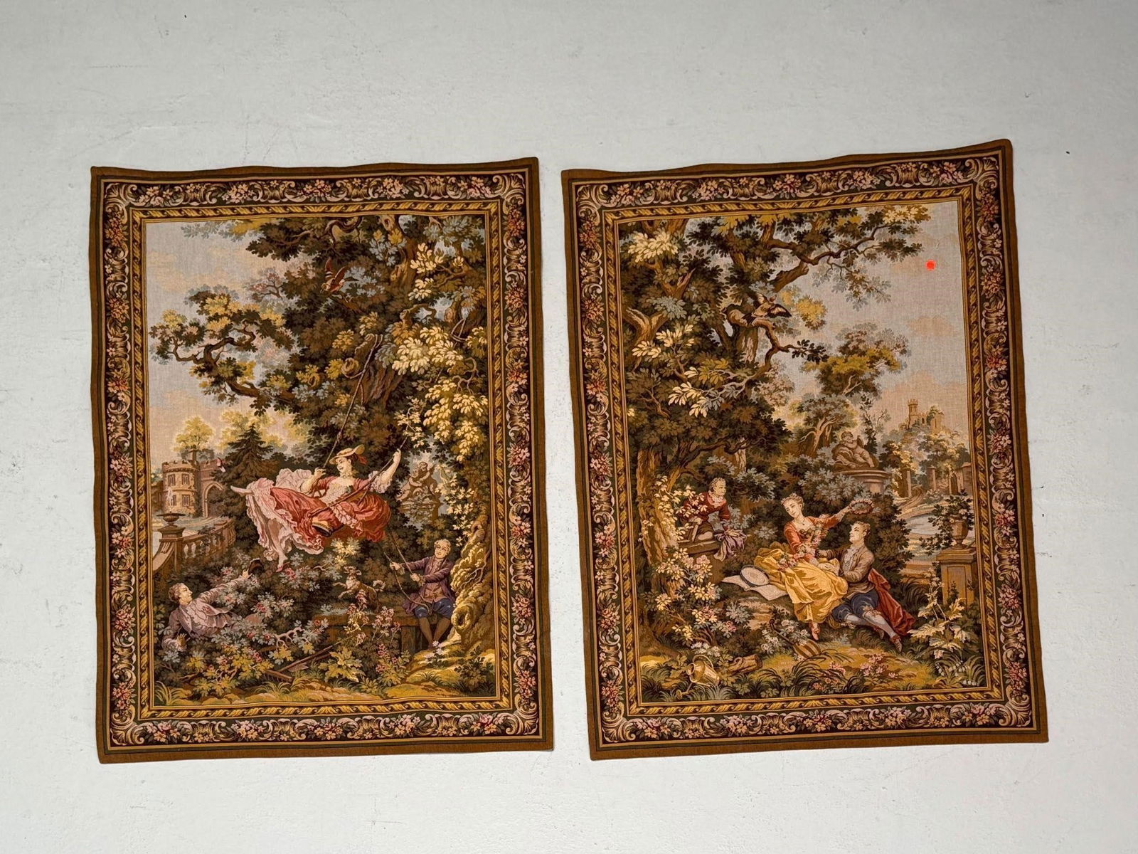 TWO FRAGONARD "THE SWING" TAPESTRYS