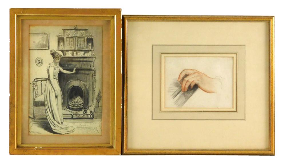 TWO FRAMED 19TH C. DRAWINGS: ALFRED