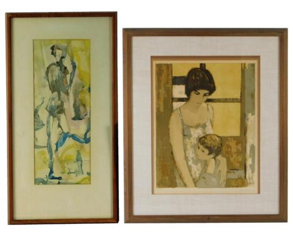 TWO FRAMED 20TH C. FIGURAL WORKS ON