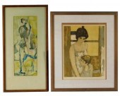 TWO FRAMED 20TH C. FIGURAL WOR