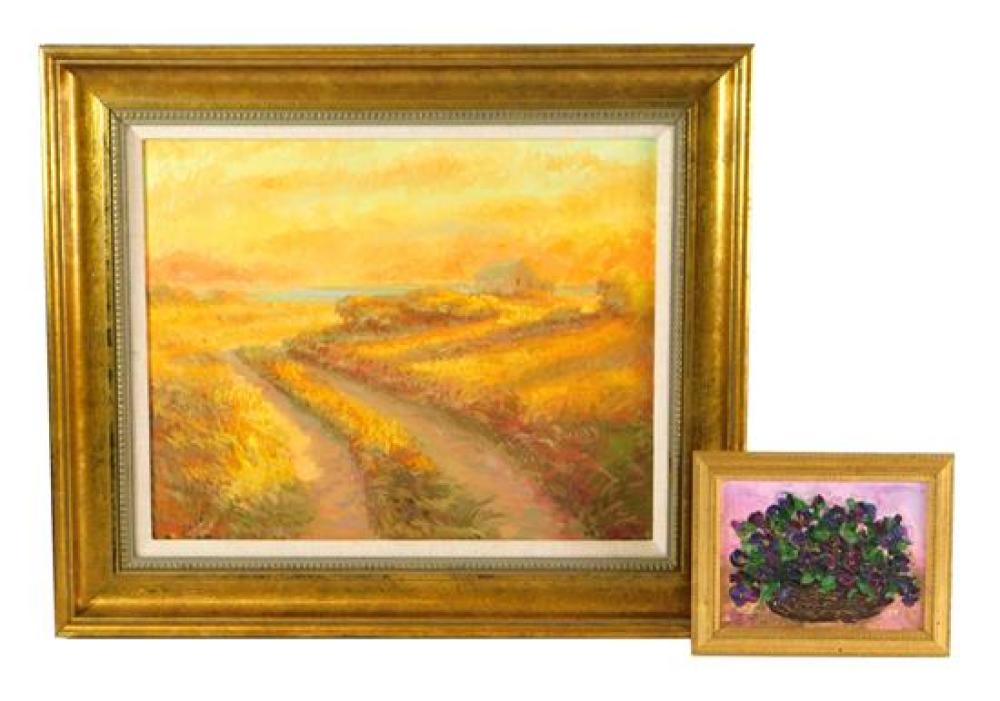 TWO FRAMED 20TH C. OIL PAINTINGS,