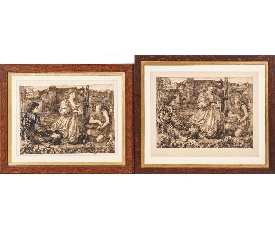 Two framed and matted etchings by
