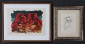 Two framed and matted, pencil