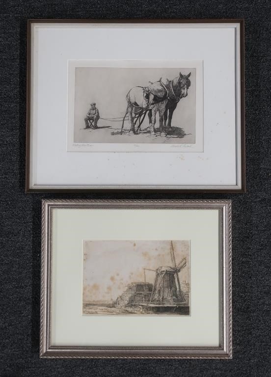 Two framed and matted prints to
