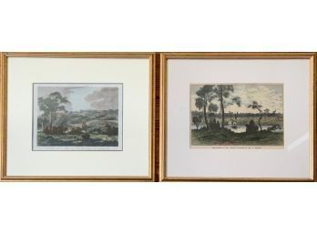 Two framed antique colored