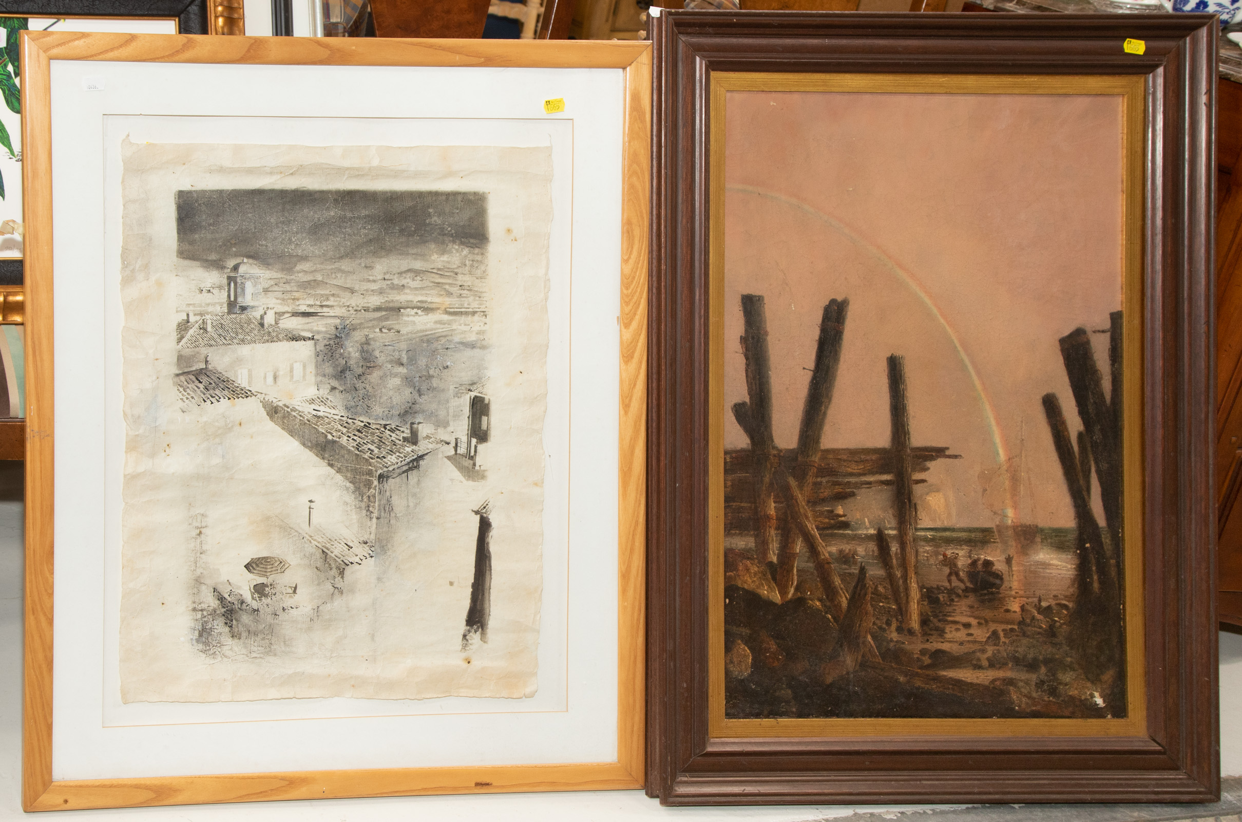 TWO FRAMED ARTWORKS Includes a