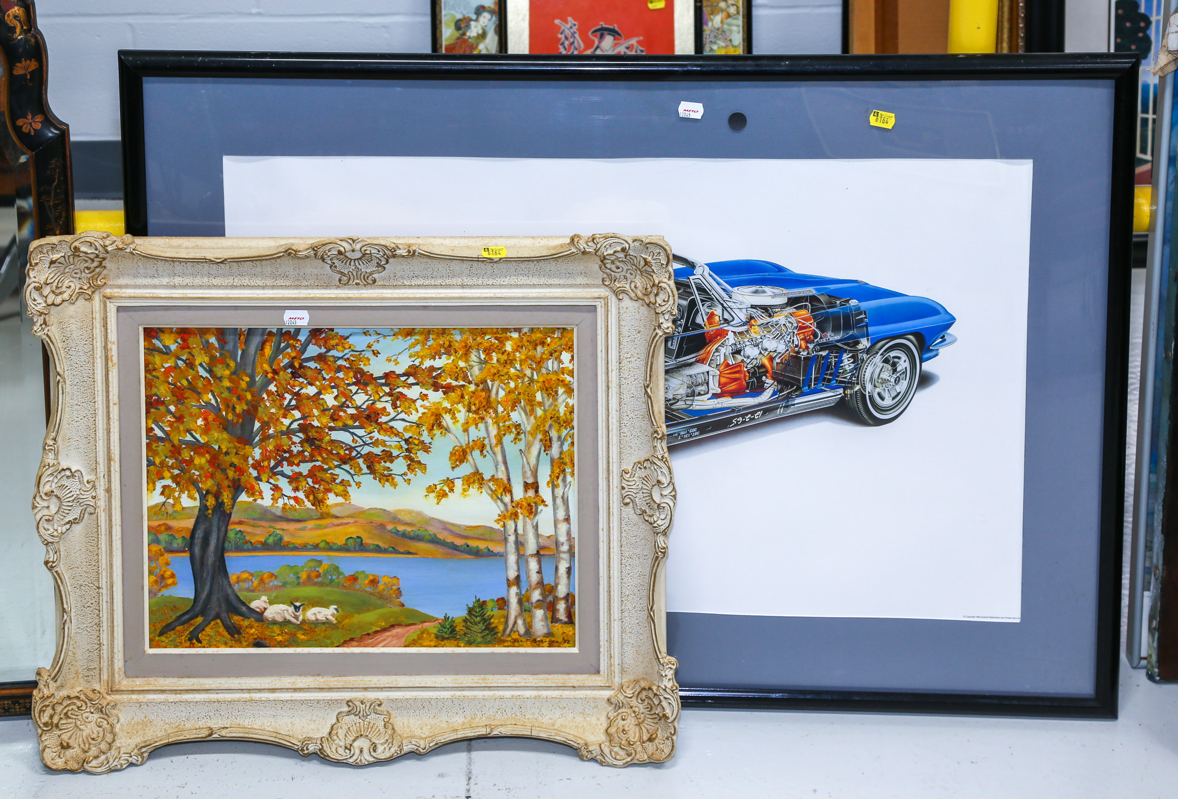 TWO FRAMED ARTWORKS Including