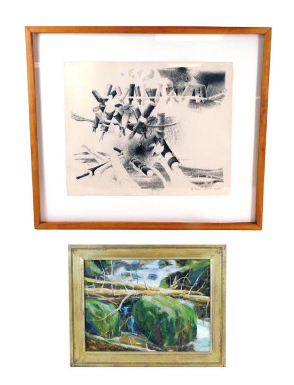 TWO FRAMED ARTWORKS, INCLUDING: OIL
