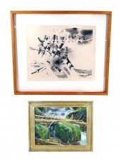 TWO FRAMED ARTWORKS, INCLUDING