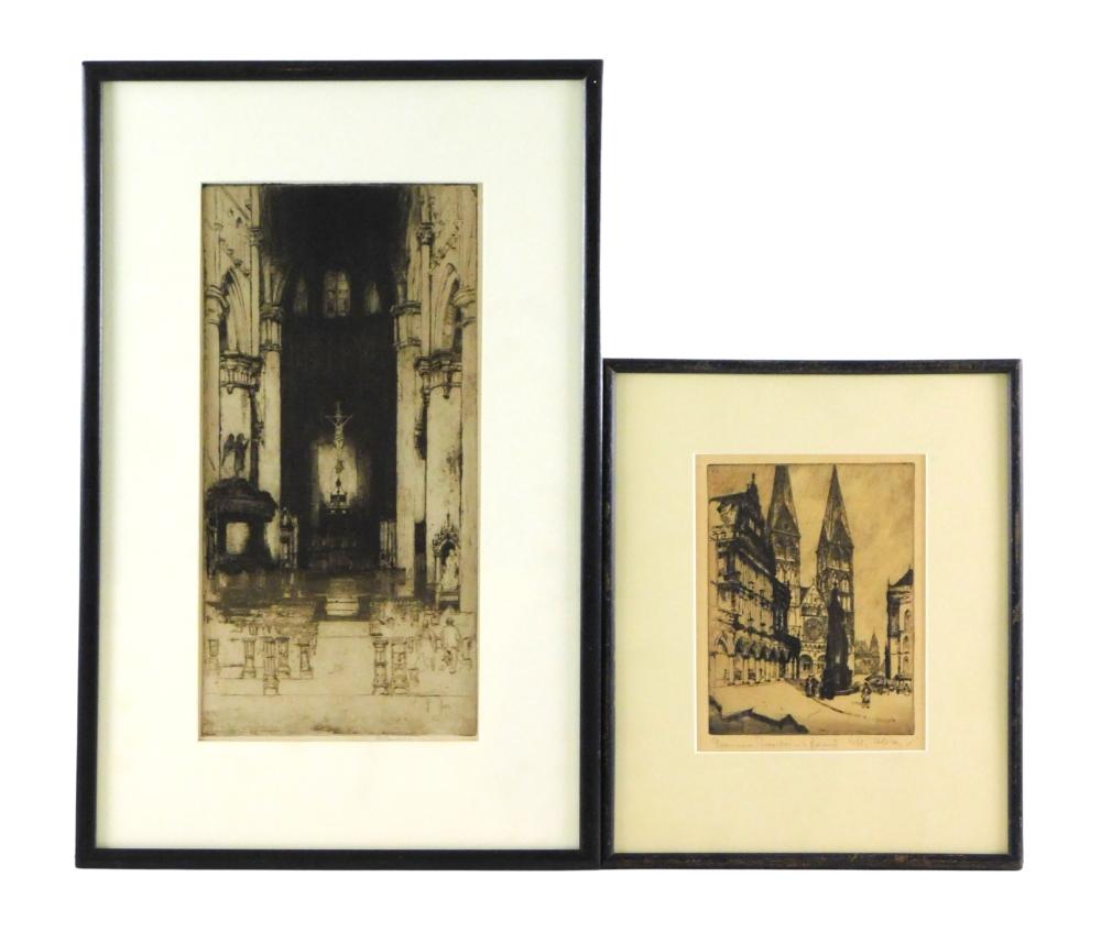 TWO FRAMED CATHEDRAL ETCHINGS