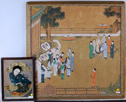 TWO FRAMED CHINESE PAINTINGSTwo