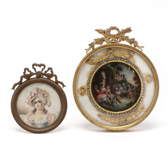 TWO FRAMED CONTINENTAL MINIATURE