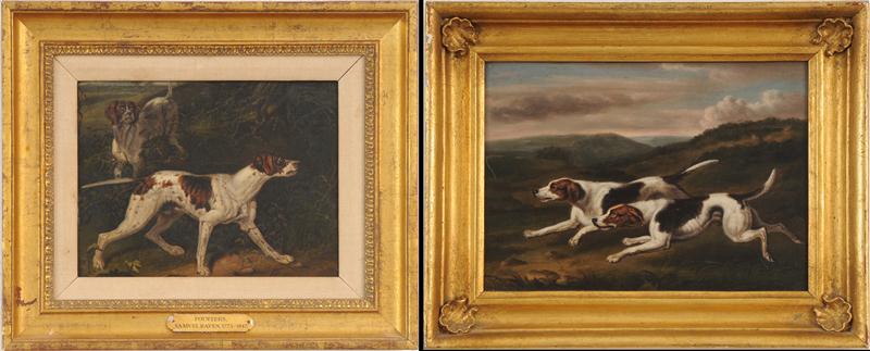 TWO FRAMED DOG PICTURES AND A HORSE