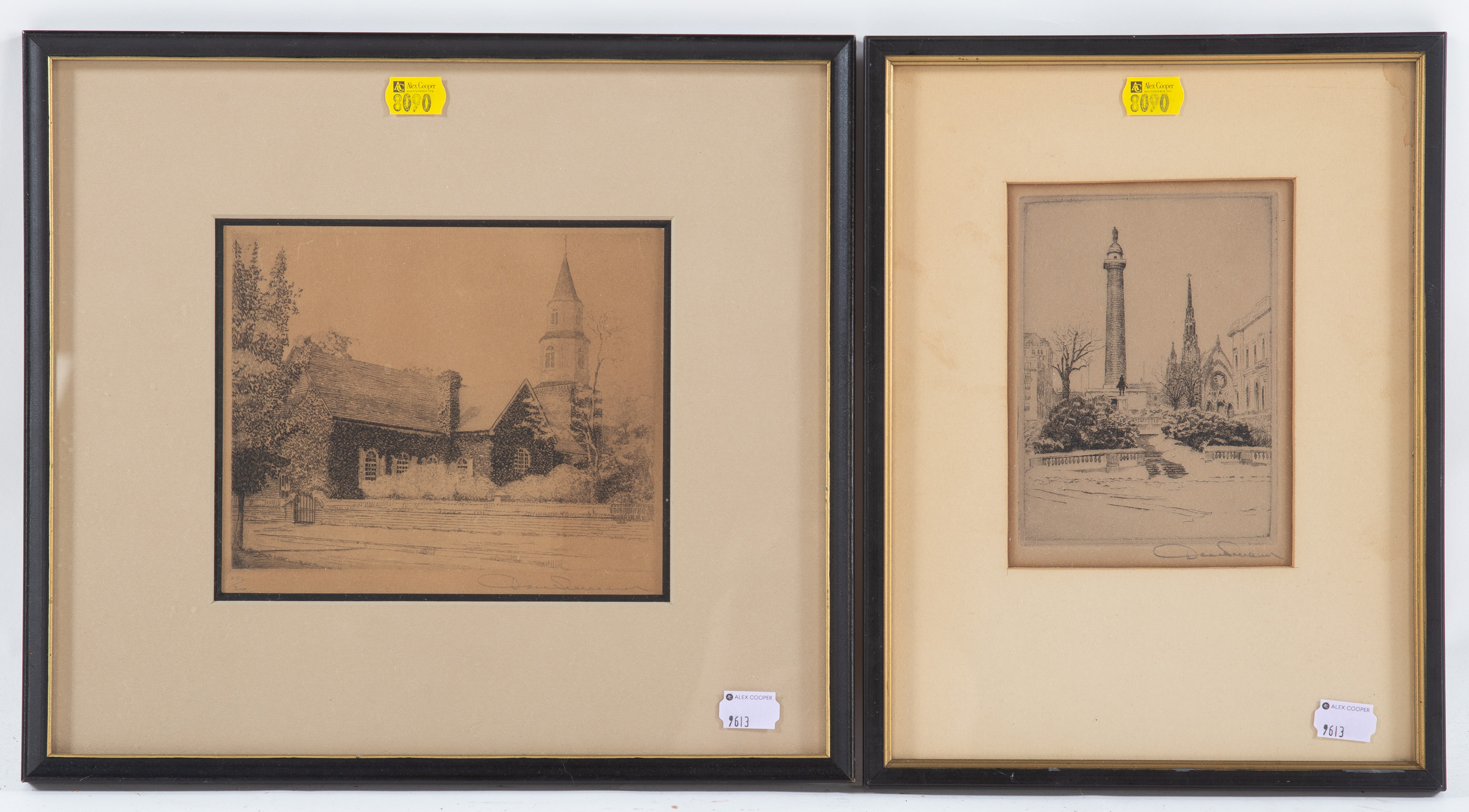TWO FRAMED DON SWANN ETCHINGS