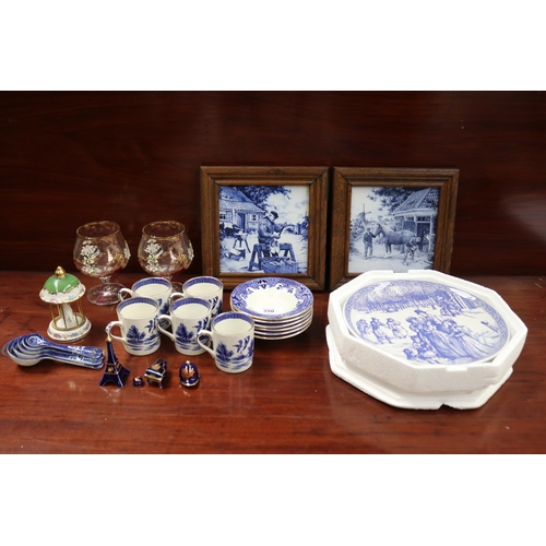 Two framed Dutch blue and white