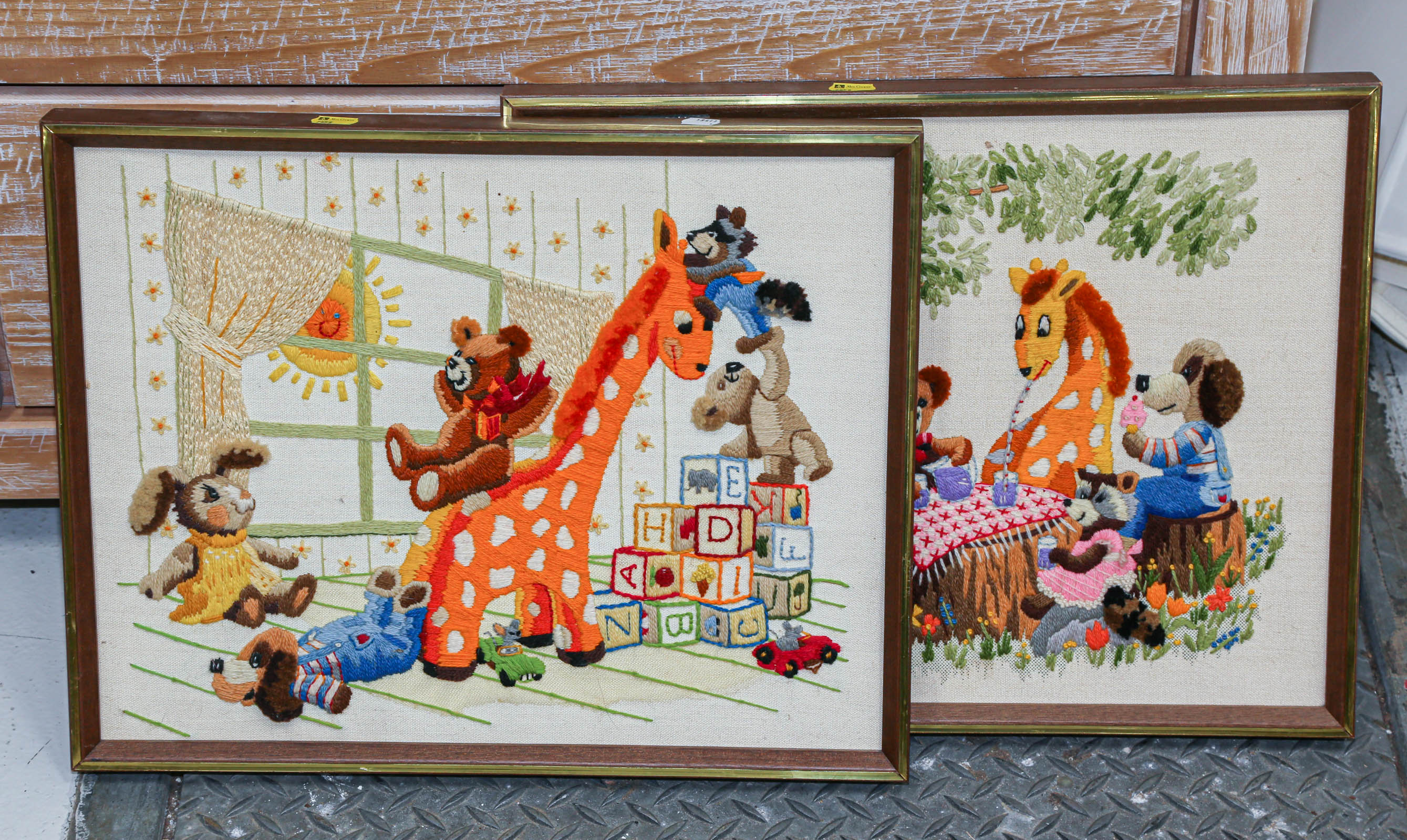 TWO FRAMED EMBROIDERED IMAGES Sight