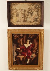 TWO FRAMED EMBROIDERIES, ONE G