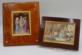 TWO FRAMED ENAMEL PLAQUES. Inc