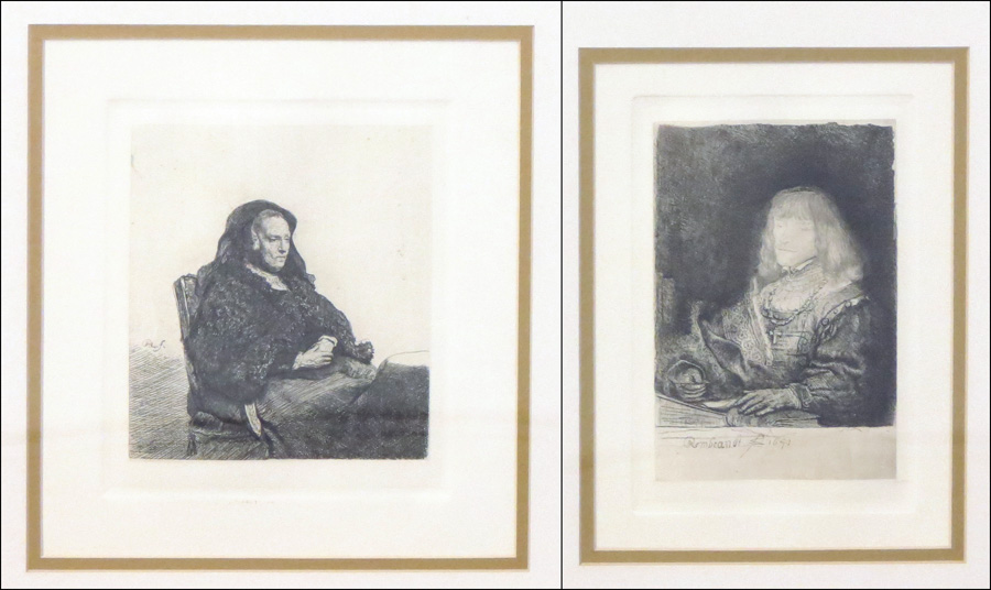 TWO FRAMED ETCHINGS AFTER REMBRANDT