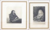 TWO FRAMED ETCHINGS AFTER REMB