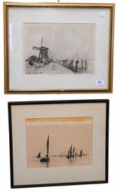 TWO FRAMED ETCHINGSTwo Framed