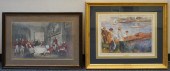 TWO FRAMED FIGURAL GROUP OFFSE
