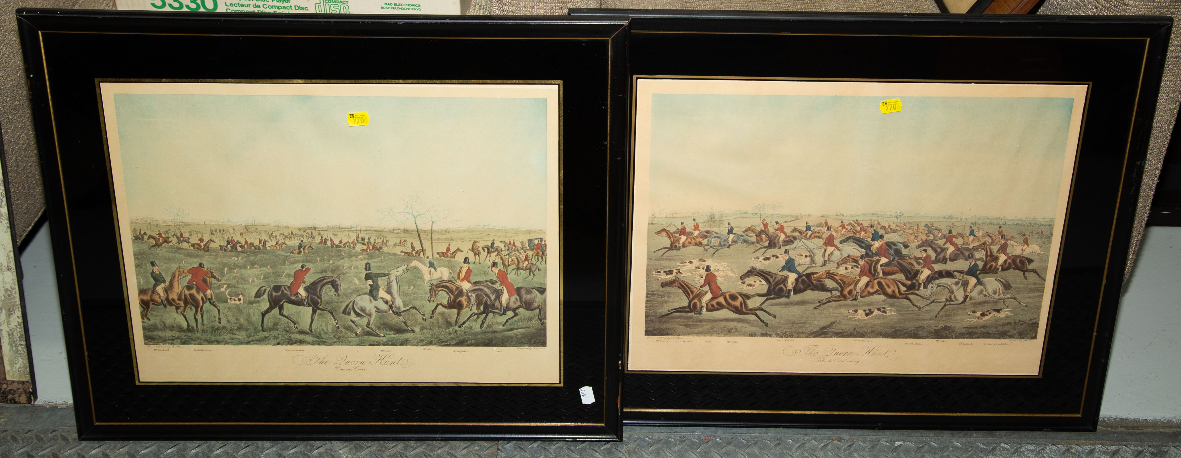 TWO FRAMED FOX HUNTING SCENES .