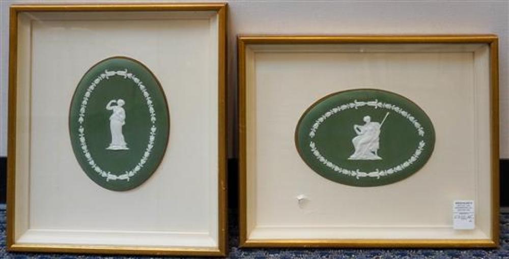 TWO FRAMED GREEN AND WHITE