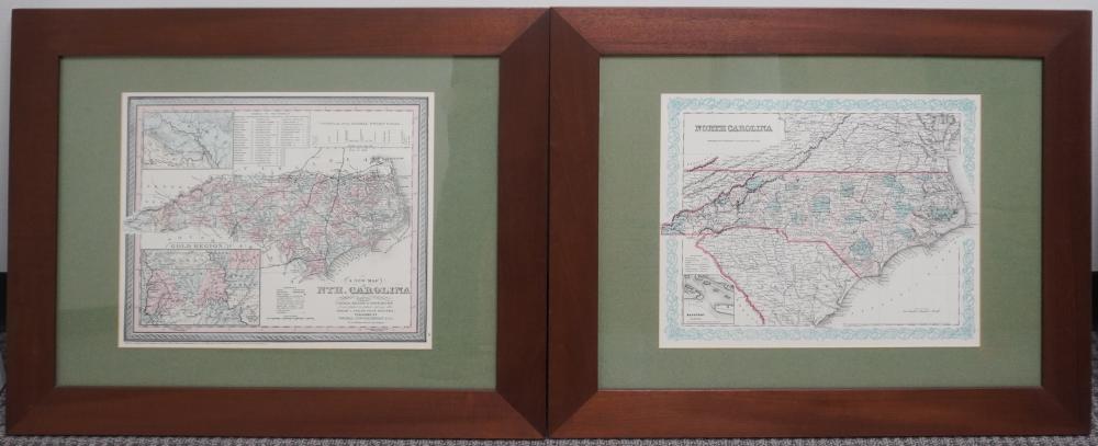 TWO FRAMED HAND-COLORED PRINTED