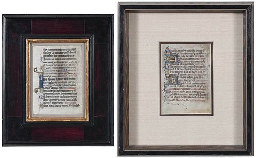 TWO FRAMED ILLUMINATED MANUSCRIPT