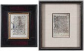TWO FRAMED ILLUMINATED MANUSCR