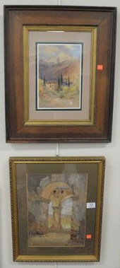TWO FRAMED ITALIAN LANDSCAPES,
