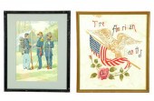 TWO FRAMED ITEMS  A watercolor