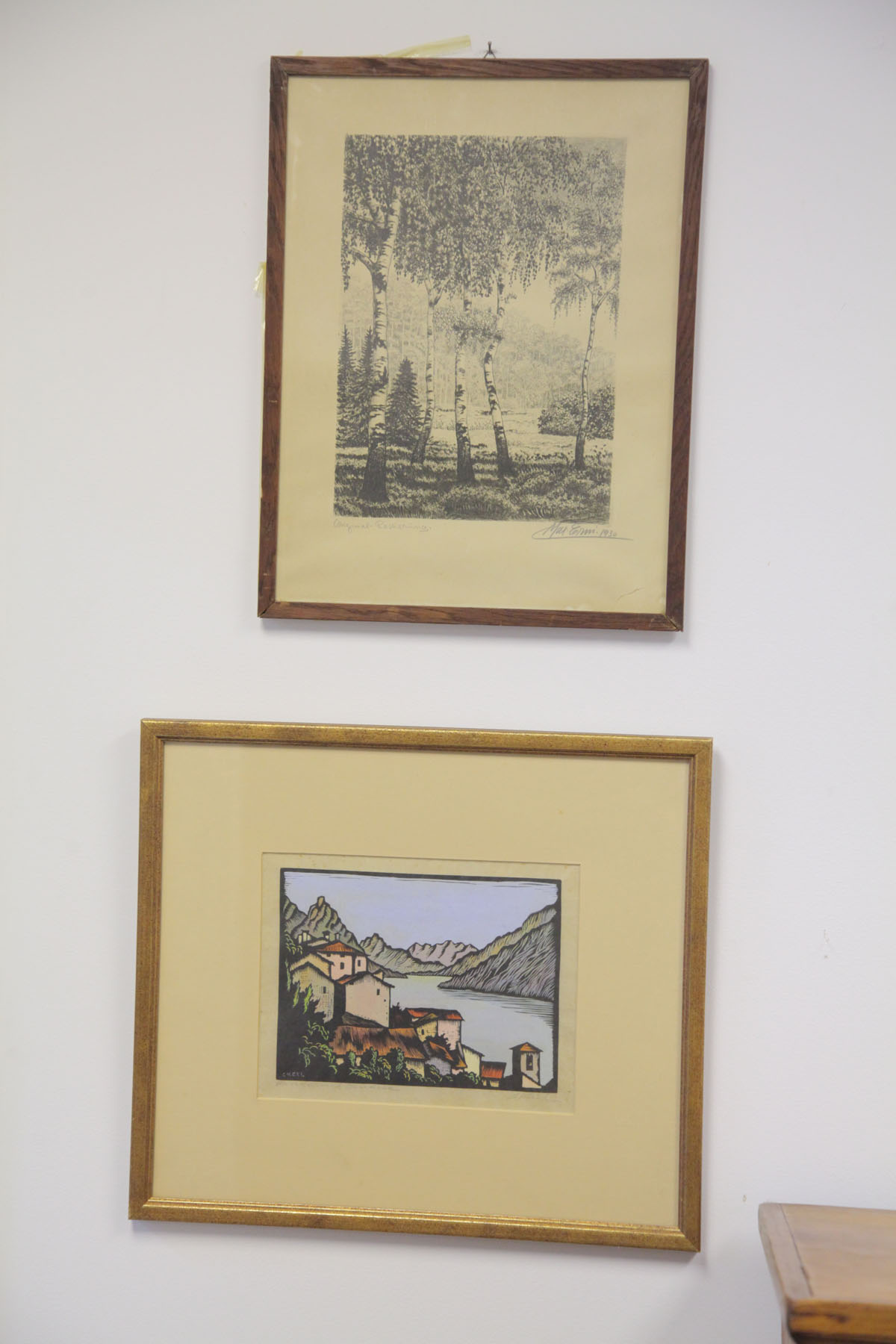 TWO FRAMED ITEMS.  Swiss  20th